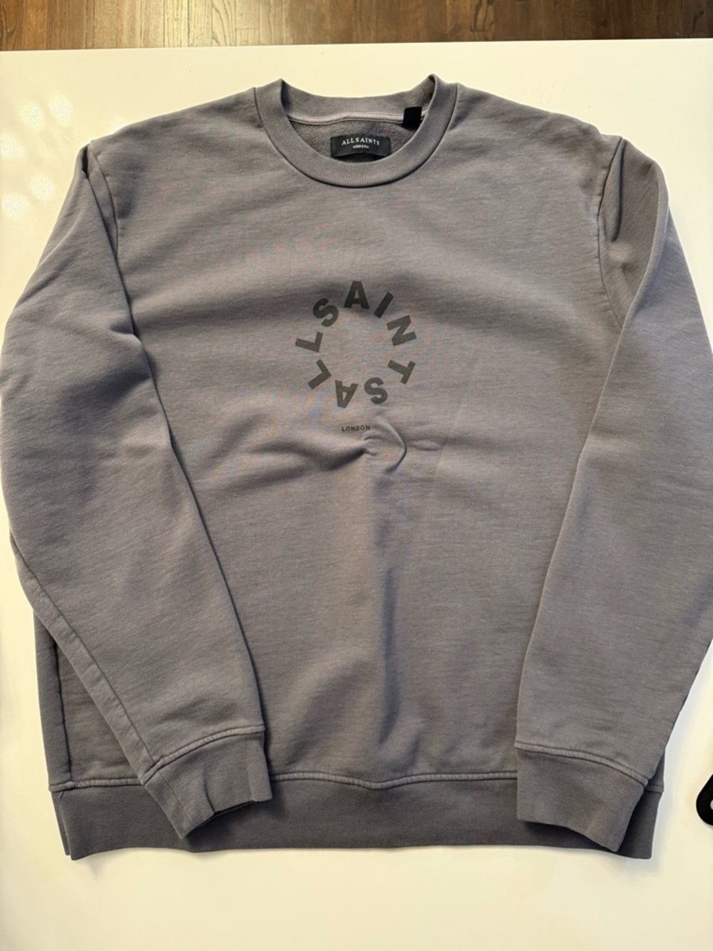 All Saints Men's Grey Crewneck with Circular Logo